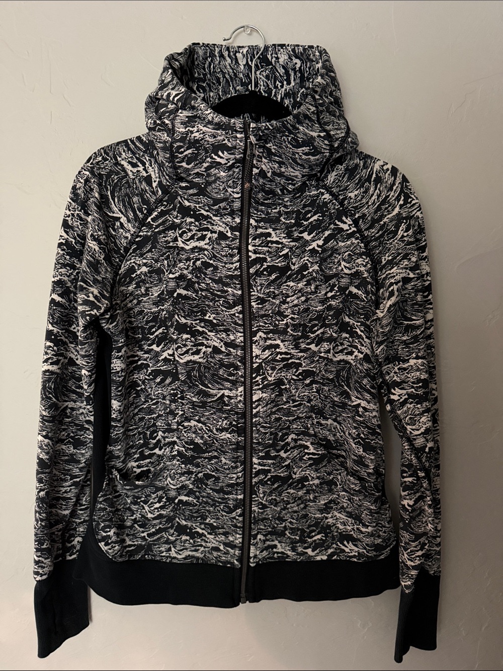 lululemon athletica Black & White Marbled  Full-Zip scuba Hoodie